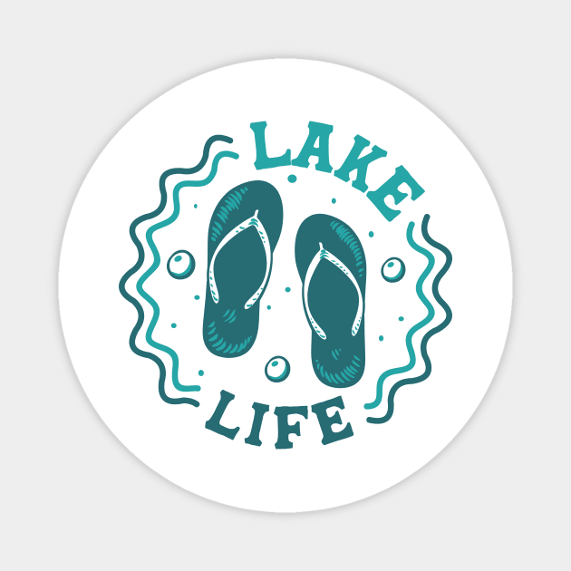 Lake Life // Fun Summer Flip Flop Badge Magnet by SLAG_Creative